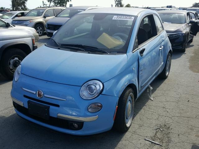 3C3CFFCR2ET269057 - 2014 FIAT 500 LOUNGE BLUE photo 2