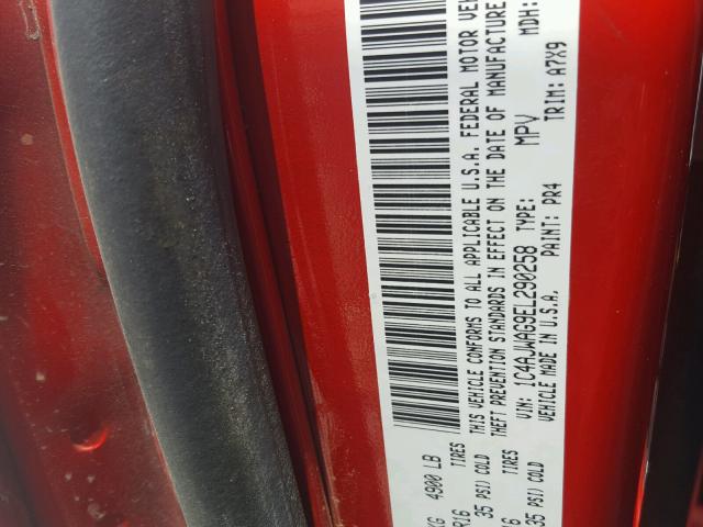 1C4AJWAG9EL290258 - 2014 JEEP WRANGLER S RED photo 10