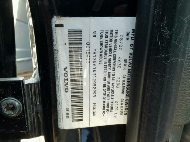 YV1SW61N312052999 - 2001 VOLVO V70 Noir photo 10