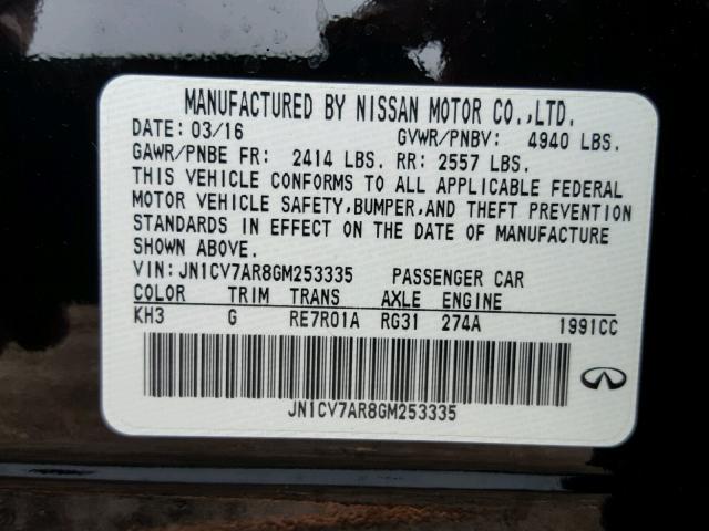 JN1CV7AR8GM253335 - 2016 INFINITI Q50 BASE BLACK photo 10