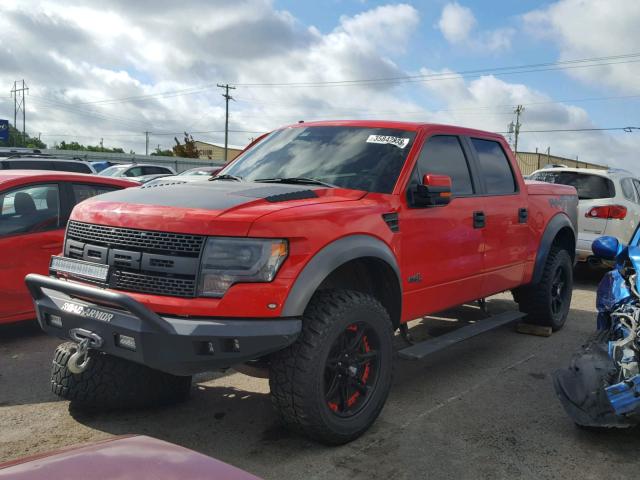 1FTFW1R63DFC94731 - 2013 FORD F150 SVT R RED photo 2