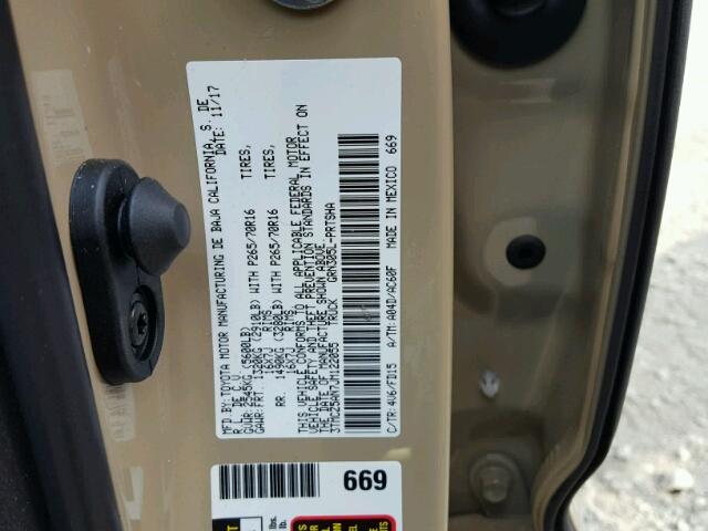 3TMCZ5AN7JM122055 - 2018 TOYOTA TACOMA DOU თაფლისფერი ფოტო 10