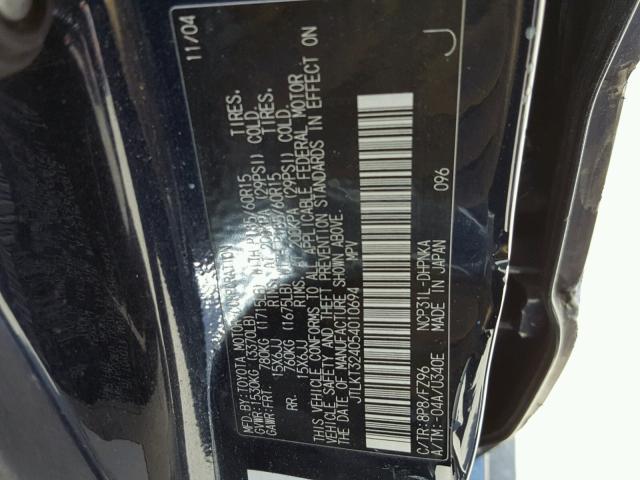 JTLKT324054010694 - 2005 TOYOTA SCION XB 黑色 照片 10