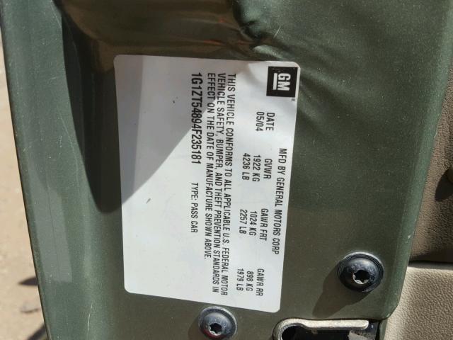 1G1ZT54894F235181 - 2004 CHEVROLET MALIBU LS Yaşıl foto 10