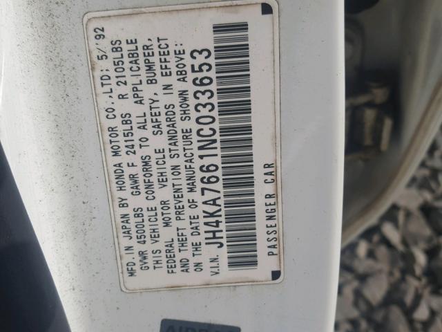 JH4KA7661NC033653 - 1992 ACURA LEGEND L WHITE photo 10