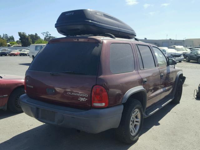 1D4HR38N33F545303 - 2003 DODGE DURANGO SP BURGUNDY photo 4