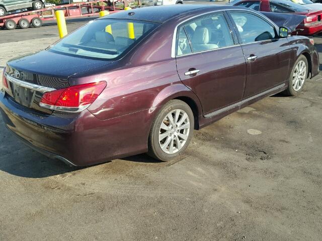 4T1BK3DB3BU431276 - 2011 TOYOTA AVALON BAS PURPLE photo 4