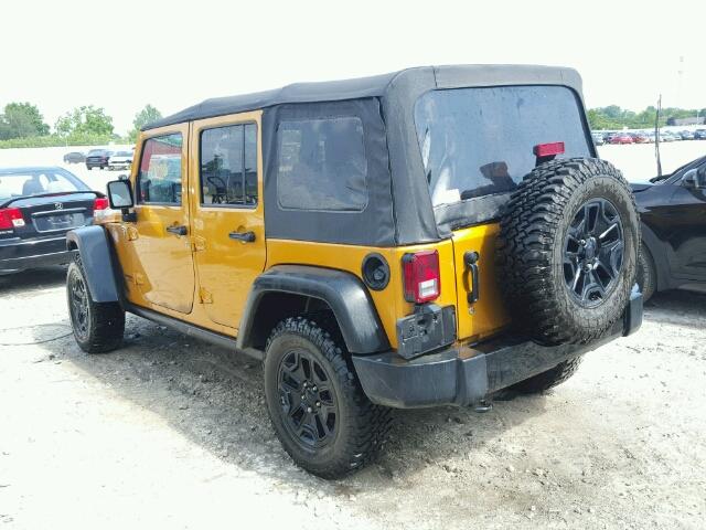 1C4BJWDG8EL242878 - 2014 JEEP WRANGLER U ORANGE photo 3