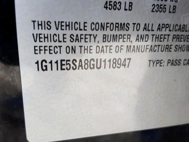 1G11E5SA8GU118947 - 2016 CHEVROLET MALIBU LIM 黑色 照片 10