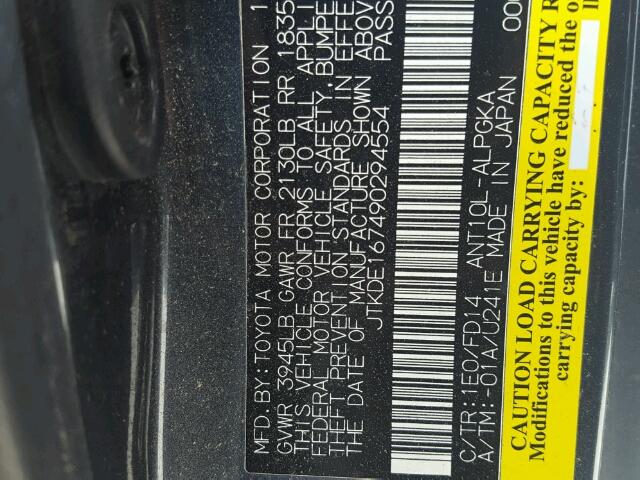 JTKDE167490294554 - 2009 TOYOTA SCION TC 蓝色 照片 10