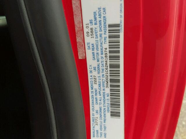 3VWDD21C62M418974 - 2002 VOLKSWAGEN NEW BEETLE 红色 照片 9