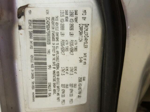 2C4GM68475R659929 - 2005 CHRYSLER PACIFICA T SILVER photo 10