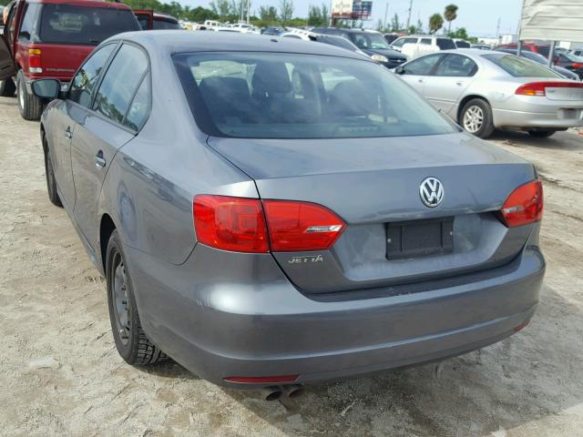 3VW2K7AJ0CM345448 - 2012 VOLKSWAGEN JETTA BASE Արծաթագույն լուսանկար 3