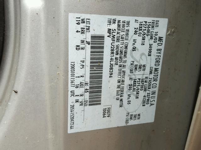 5LMFU28R14LJ08394 - 2004 LINCOLN NAVIGATOR SILVER photo 10