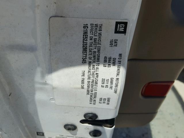 1G1NE52J32M577345 - 2002 CHEVROLET MALIBU LS თეთრი ფოტო 10