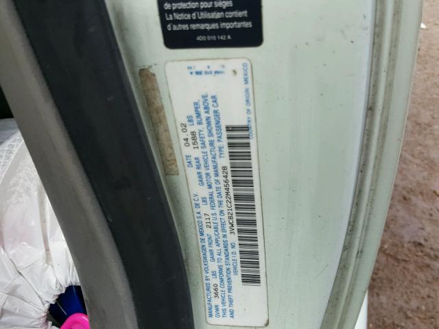 3VWCB21C22M456428 - 2002 VOLKSWAGEN NEW BEETLE 白色 照片 10