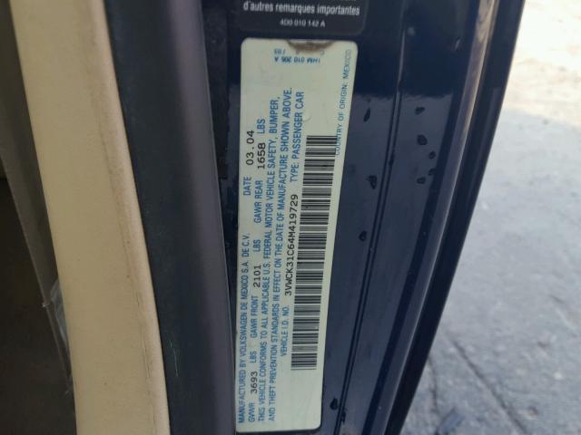 3VWCK31C64M419729 - 2004 VOLKSWAGEN NEW BEETLE 蓝色 照片 10