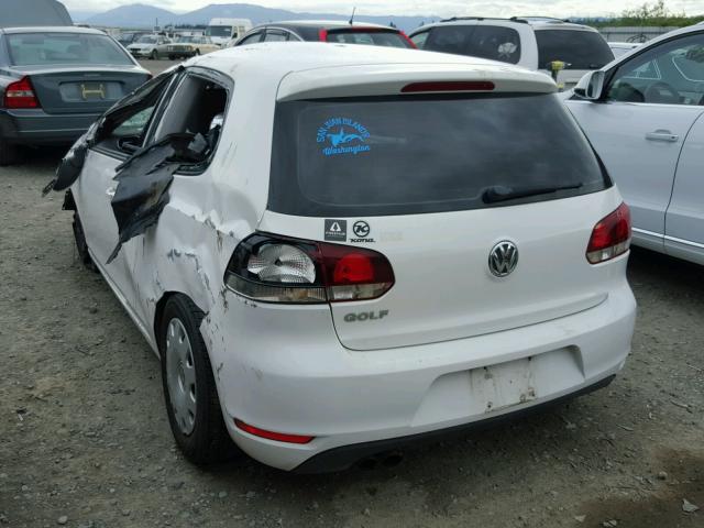WVWAB7AJ3AW097384 - 2010 VOLKSWAGEN GOLF WHITE photo 3