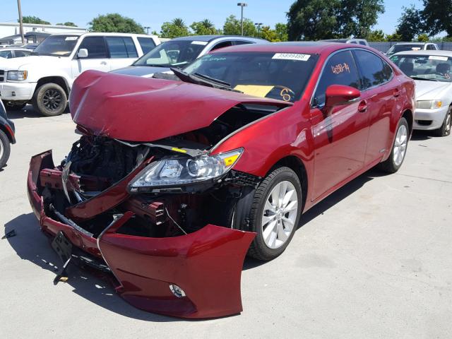 JTHBW1GG4E2056596 - 2014 LEXUS ES 300H RED photo 2