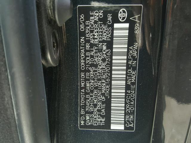 JTKDE167270173163 - 2007 TOYOTA SCION TC 黑色 照片 10