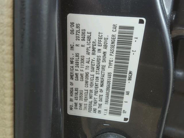 19UUA66286A061465 - 2006 ACURA 3.2TL GRAY photo 10