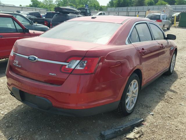 1FAHP2EWXAG106977 - 2010 FORD TAURUS SEL RED photo 4