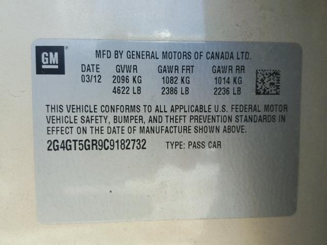 2G4GT5GR9C9182732 - 2012 BUICK REGAL PREM GOLD photo 10