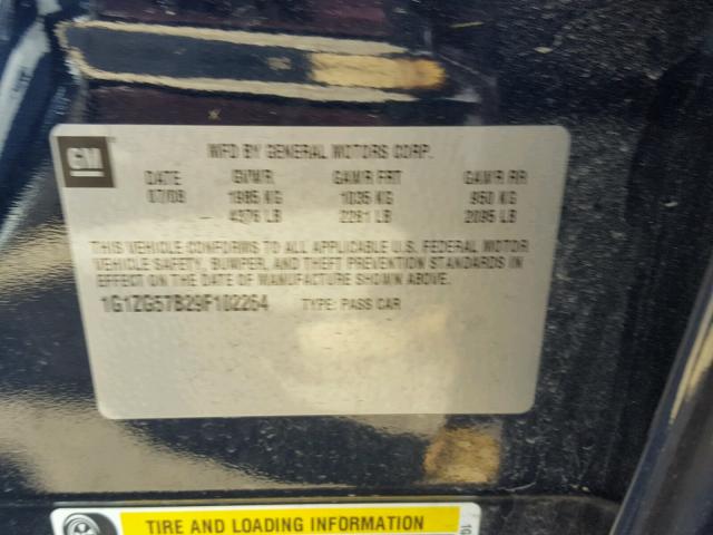 1G1ZG57B29F102264 - 2009 CHEVROLET MALIBU LS Mavi foto 10