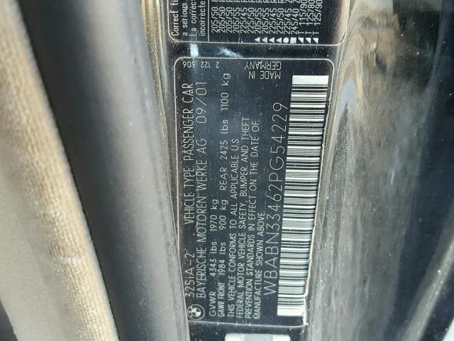 WBABN33462PG54229 - 2002 BMW 325 CI BLACK photo 10