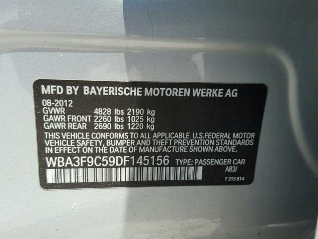 WBA3F9C59DF145156 - 2013 BMW ACTIVEHYBR SILVER photo 10