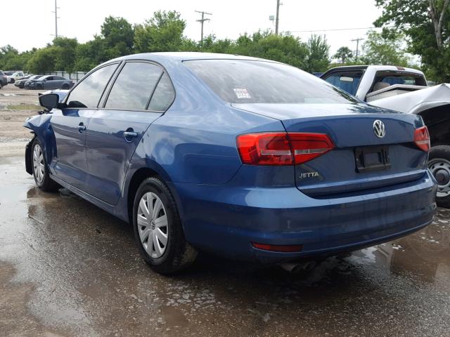 3VW2K7AJ8FM285309 - 2015 VOLKSWAGEN JETTA BASE 蓝色 照片 3