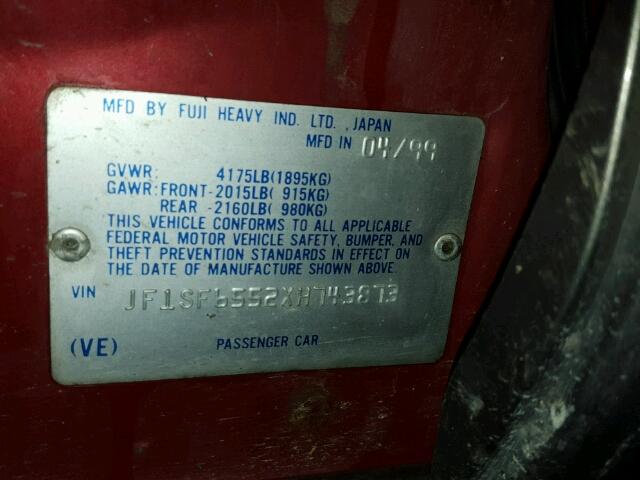 JF1SF6552XH743873 - 1999 SUBARU FORESTER S Qırmızı foto 10