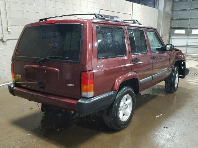 1J4FF48S51L630368 - 2001 JEEP CHEROKEE MAROON photo 4