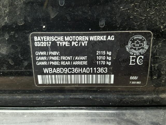 WBA8D9C36HA011363 - 2017 BMW 330 XI 黑色 照片 10