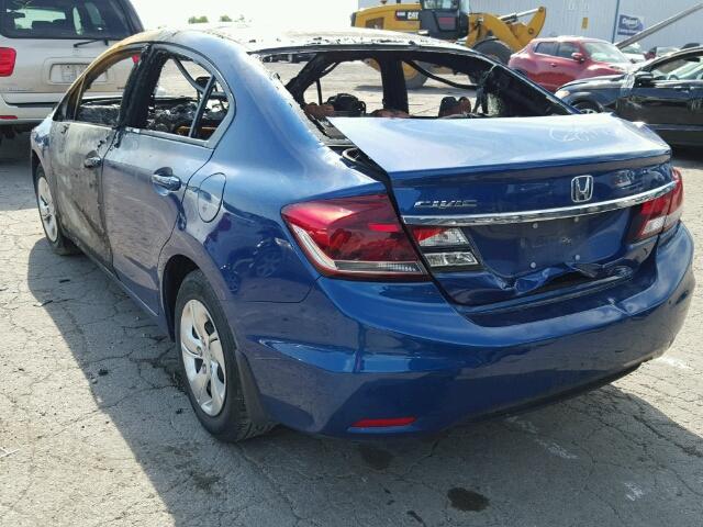 19XFB2F57EE031408 - 2014 HONDA CIVIC LX BLUE photo 3