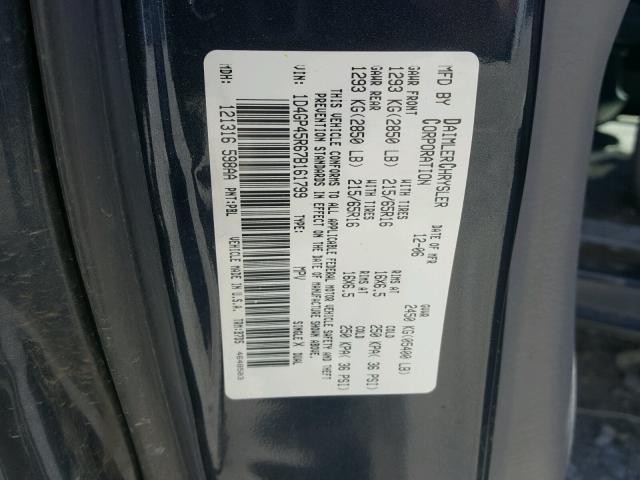 1D4GP45R67B161799 - 2007 DODGE CARAVAN SX BLUE photo 10