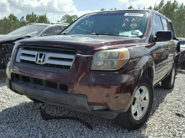 5FNYF28187B008983 - 2007 HONDA PILOT LX MAROON photo 2