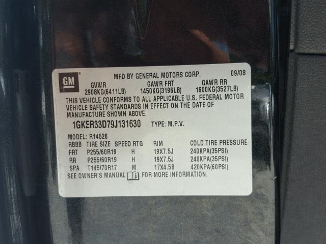 1GKER33D79J131630 - 2009 GMC ACADIA SLT Qara foto 10