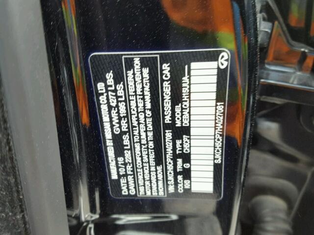 SJKCH5CP7HA027081 - 2017 INFINITI QX30 BASE BLACK photo 10