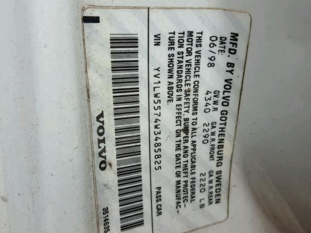 YV1LW5574W3485825 - 1998 VOLVO V70 WHITE photo 10