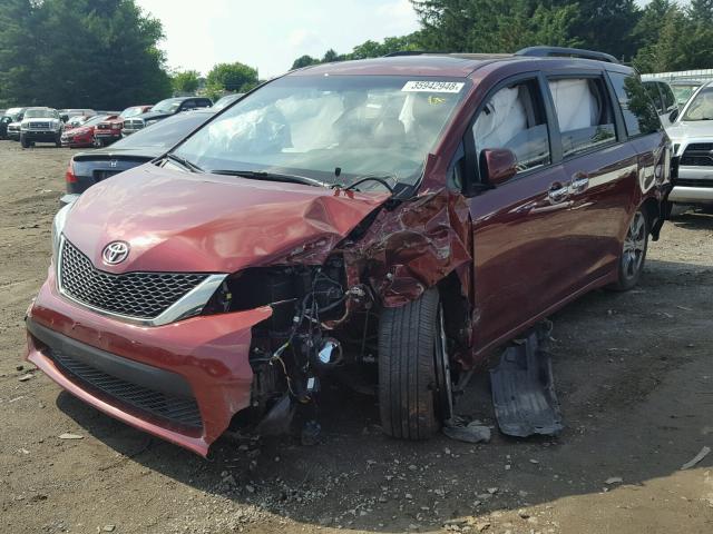 5TDXZ3DC6HS839041 - 2017 TOYOTA SIENNA SE RED photo 2