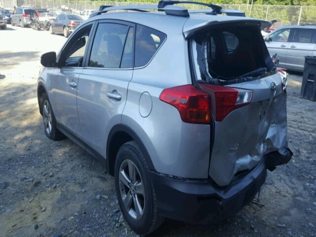 JTMRFREV9FD122291 - 2015 TOYOTA RAV4 XLE SILVER photo 3