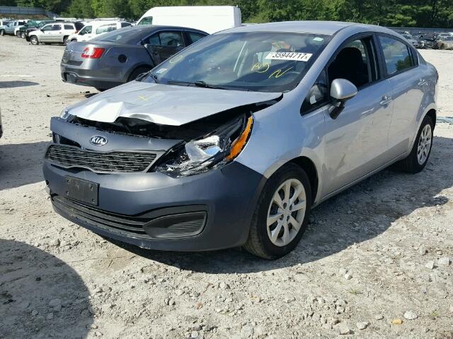 KNADM4A30E6416668 - 2014 KIA RIO LX SILVER photo 2