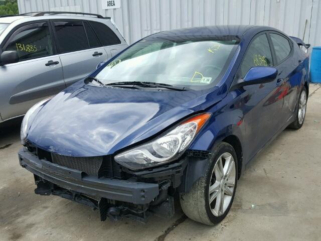 KMHDH4AEXDU836579 - 2013 HYUNDAI ELANTRA BLUE photo 2