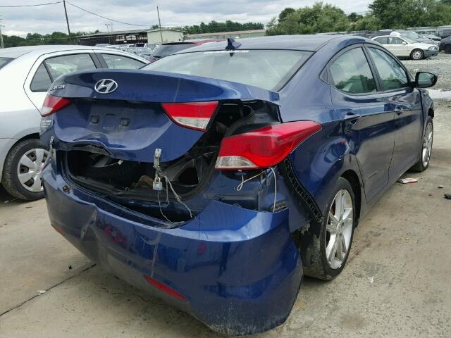 KMHDH4AEXDU836579 - 2013 HYUNDAI ELANTRA BLUE photo 4