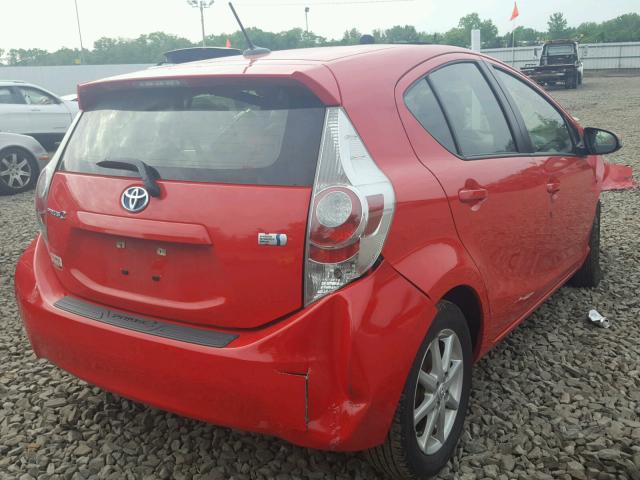 JTDKDTB34D1032584 - 2013 TOYOTA PRIUS C RED photo 4