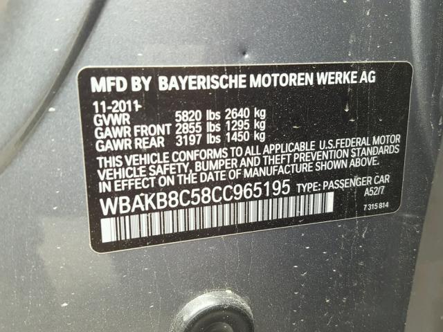 WBAKB8C58CC965195 - 2012 BMW 750LI WHITE photo 10