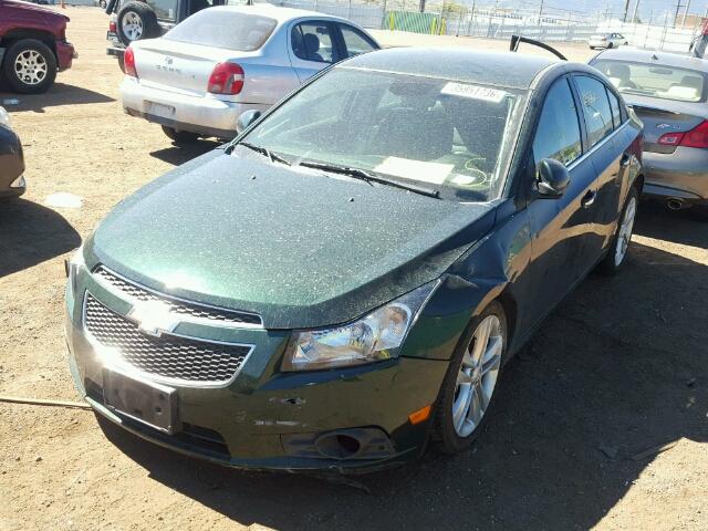 1G1PG5SB4E7414007 - 2014 CHEVROLET CRUZE LTZ GREEN photo 2