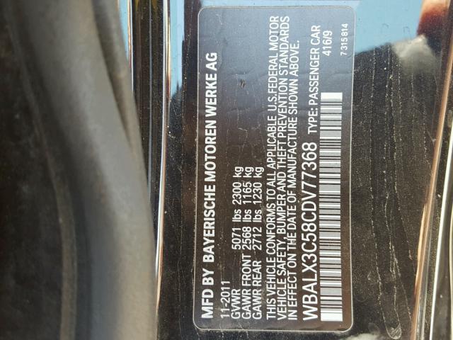 WBALX3C58CDV77368 - 2012 BMW 650 I BLACK photo 10