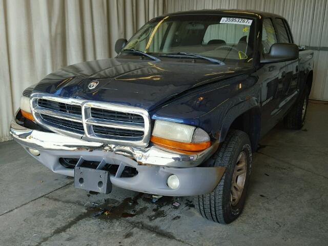 1B7HG48N92S583634 - 2002 DODGE DAKOTA QUA BLUE photo 2